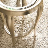 Table d'appoint ronde moderne réglable en aluminium argenté avec plateau en verre trempé, meuble console pour salon et décoration intérieure