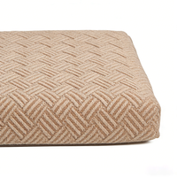 Lit pour chien Yang Yang Pet Check en tissu de lin beige rectangulaire, sur mesure, de luxe, apaisant, avec mousse à mémoire de forme, amovible et lavable