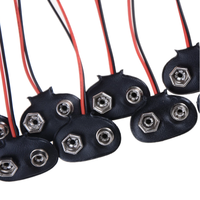 Okystar Disponible Experimental 15cm Negro Rojo Cable Conexión 9V Batería Clips Snap