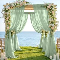 Tissu de drapage pour arche de mariage vert sauge, 2 panneaux de rideaux transparents pour toile de fond, taille personnalisée pour fête en extérieur, décoration de baby shower