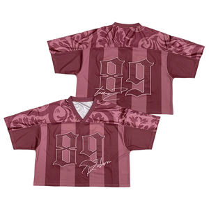 เสื้อฟุตบอลทรงบ็อกซี่แฟชั่น ดีไซน์แบบซับลิเมชั่น สั่งทำได้ ผ้าตาข่าย ทรงโอเวอร์ไซส์ แบบครอป สตรีทแวร์ - Product Image 2