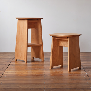 Solid Wood Caramel-Colored Swivel <b>Stool</b> Movable Nordic-Style Casual Home Furniture Minimalist Japanese-Style Chair <b>Stool</b> - Product Image 2