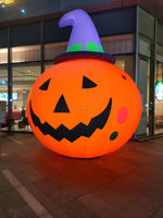 Calabaza Gigante Inflable Personalizada con Sombrero, Mascota con Luz LED, Decoración para Halloween, Adornos de Halloween para Exteriores