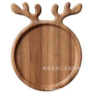 Bandeja de servir de madera con forma de asta de ciervo, de madera de acacia, ligera, para frutas y embutidos, ideal para aperitivos en fiestas navideñas. - Product Image 5