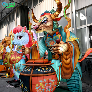 Lanterna Cinese Grande da Esterno GECAI, 12 <span class=keywords><strong>Segni</strong></span> <span class=keywords><strong>Zodiacali</strong></span> Cinesi, Lanterna del Re Demone Toro - Product Image 3