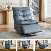 Nouvelle Arrivée Fauteuil Inclinable Électrique Pivotant et Ajustable en Tissu, Idéal pour le Repos, Bleu Clair, pour Appartement et Hôtel