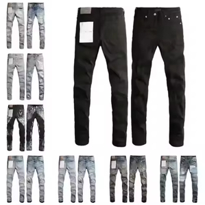 Stock <strong>High</strong> Quality New Designer Brand Purple Blue <strong>Jeans</strong> Straight Leg Frayed Wash Wholesale <strong>Men's</strong> <strong>Jeans</strong> - Product Image 1