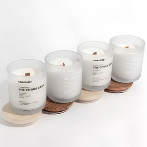 Lussuoso Barattolo per Candele Personalizzato con Fondo Curvo e Coperchio in Legno con Logo Inciso, Contenitore per Candele e Scatola di Imballaggio Personalizzabili - Product Image 3