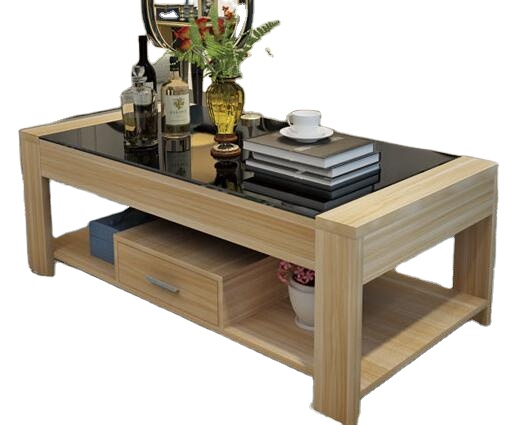 Table Basse Design RiverTable - Bois Chêne Et Résine Beige - 80x50x40 Cm