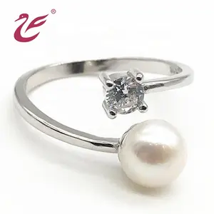 Donne con proposta logo oro gemma eternità opening zircone naturale peal ladies ring wedding luxury silver sterling rings