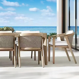 Muebles de Teca de Lujo, Juego de Comedor de Madera para Exteriores, Mesa y Sillas de Madera Sólida para Jardín - Product Image 1