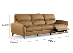 Divano Angolare Reclinabile Elettrico in Pelle Color Crema con Schienale Alto - Product Image 6