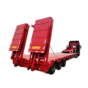 Prix usine 3 essieux 60 tonnes 100 tonnes rampe hydraulique extensible Lowboy chargeur Lowbed lit bas camion semi-remorque