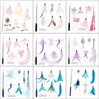 Ensemble de jouets interactifs rétractables pour chat, plusieurs styles avec têtes interchangeables (plumes/insectes/pampilles), personnalisation disponible