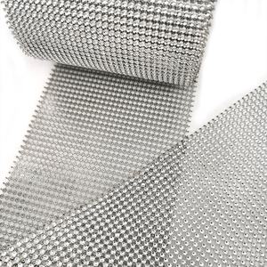 Prezzo di fabbrica d'argento del rhinestone trim 10 yard di nozze taglio del diamante della maglia wrap rotolo di nastro per la floreale decorazione del giardino - Product Image 4