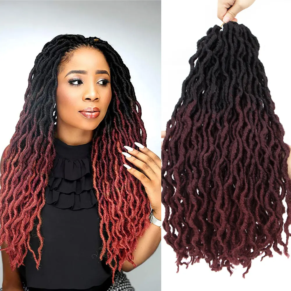 Locs gitans au Crochet ombré bouclé et ondulé, 18 pouces, Extensions de cheveux Dreadlocks pour femmes