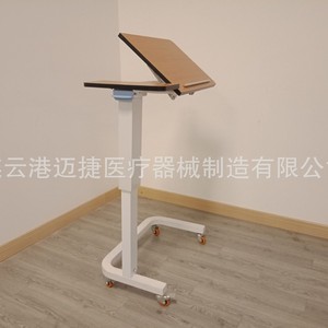 Mesa de Noche Hidráulica con Base de Pedestal, Superficie de Madera Rectangular, Mueble de Hospital - Product Image 3