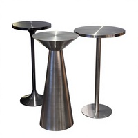 Table de bar industrielle en acier inoxydable avec pieds hauts, forme ronde, pour hôtel, pub, KTV et café - Durable et écologique
