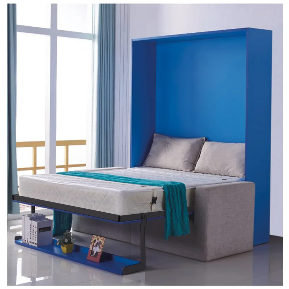 Set Tempat Tidur Dinding Lipat Desain Modern Vertikal Horisontal Lipat SF Bed dengan Set Sofa
