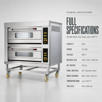 Four électrique professionnel à double étage et quatre plateaux pour la cuisson, four multifonction adapté aux pizzerias