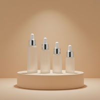 Flacon en verre semi-givré de 15 ml, 25 ml, 35 ml, 55 ml avec pipette pour l'aromathérapie et les cosmétiques