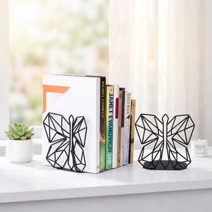 Juego de 2 sujetalibros metálicos AK con diseño de mariposa, acabado en polvo negro, soportes decorativos para libros para mesa, decoración de sala de estar - Product Image 4