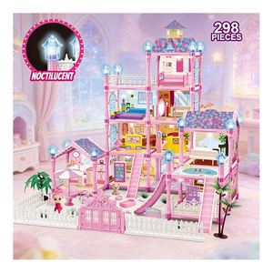 Mini maison de jeu en briques, ensemble de cuisine pour enfants, modèle en PVC plastique à monter soi-même, meubles décoratifs, scène créative, cadeau - Product Image 3