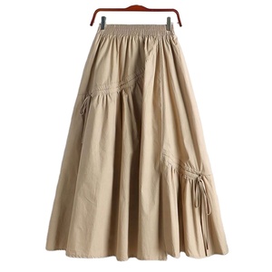 Jupe plissée d'été pour femme, taille élastique, unie, élégante, avec cordon de serrage, coupe trapèze - Product Image 6