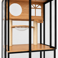 Meuble commercial pour chat avec armoire de présentation roulante et arbre à chat intégré, incluant un espace de rangement pour litière, avec designs 3D gratuits
