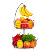 Hochwertige 2-stufige Obstkorb Schüssel Aufbewahrung nahrung mit Bananen bügel Arbeits platte abnehmbare Obst Gemüse Lagerung