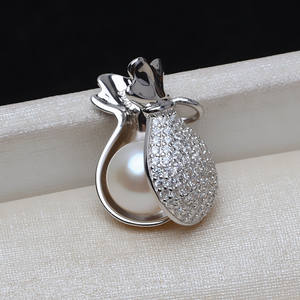 จี้เงินแท้ S925 รูปกระเป๋าโชคลาภ ประดับมุก 9-10 เม็ด สไตล์เกาหลี สำหรับทำกระเป๋าใส่เหรียญแบบกึ่งสำเร็จรูป อุปกรณ์ทำเครื่องประดับ - Product Image 1