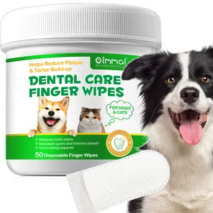 Salviette per le dita per la cura dei denti con etichetta privata per cani e gatti rimuove le macchie dei denti salviette per animali domestici usa e getta per la pulizia delicata e la cura delle gengive - Product Image 1