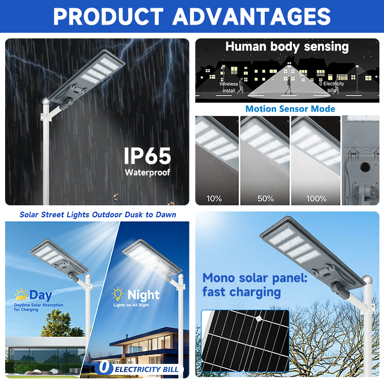 Outdoor Waterproof IP65 Garden Lighting Lamp 200w 300w 400w 500w Aluminium Integrated All in One Led Solar Street Light · image 2