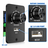 Panneau de commande à intensité variable LED 12V DC avec chargeur rapide QC 3.0, gradation PWM 0%-100% pour camping-car, bateau, camion, caravane, remorque