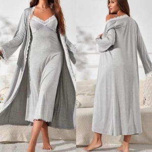 Grosir OEM Piyama Wanita Gaun Tidur Wanita Pakaian Tidur Custom Set 2 Potong Baju Santai Katun Gaun Tidur untuk Wanita - Product Image 1
