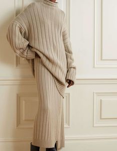 2026 Manufacturer Custom Thread Flexible Casual Asymmetric Ribbed Knit <strong>Wool</strong> Cashmere Midi <strong>Skirt</strong> for Women - Product Image 3