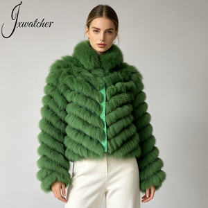 Jxwatcher Giacca Invernale in Vera Pelliccia di Volpe, <span class=keywords><strong>Cardigan</strong></span> a Maniche Lunghe, Fodera in Seta 100% Liscia, Reversibile, Cappotto in Pelliccia Naturale per Donne - Product Image 1
