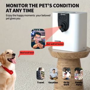 Distributeur automatique de nourriture pour animaux de compagnie, distributeur de nourriture interactif intelligent, application de contrôle à distance, machine d'alimentation pour chiens et chats, blanc - Product Image 4