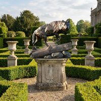 Statue de loup au repos en bronze sur mesure - Moulage à la cire perdue sur mesure avec patine antique appliquée à la main, sculpture en bronze