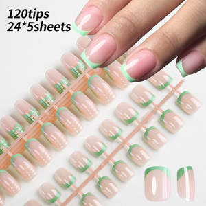 120 Uñas Postizas Francesas Cortas Cuadradas, 6 Colores, Acrílicas, Cobertura Completa, con Pegamento para Extensión de Uñas - Product Image 5