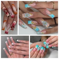 Fournisseur de faux ongles en acrylique faits à la main en forme carrée 3D ODM Blossom Nails en vrac