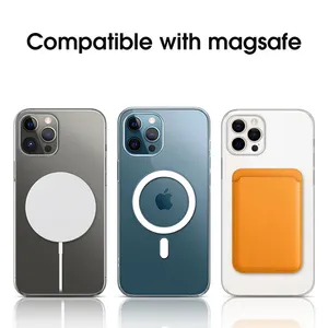 クリア磁気Magsafesワイヤレス充電透明TPUハードPC磁気携帯電話ケースiPhone14 13 Mini Pro Max用