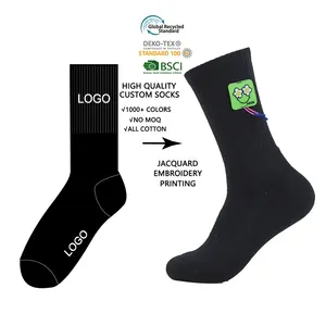 Calcetines deportivos de algodón con estampado de rayas para hombre y mujer, medias coloridas de alta calidad con logotipo personalizado