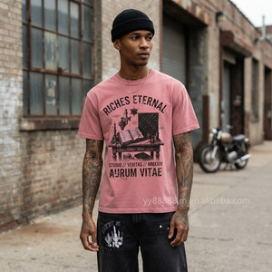 Camiseta Retro Oscura de Cuello Redondo Y2K Estilo Americano High Street 2026 Nueva Colección Europea y Moderna para Hombre - Product Image 1