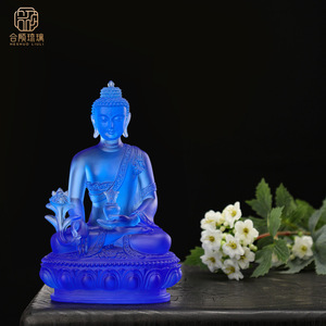 Cristallo. Statua di Buddha della Medicina, Centrotavola per Altare Domestico, Base a Loto Traslucida, Spazio Spirituale per Pasqua e Natale, Bhaisajyaguru - Product Image 2