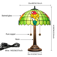   Lampe de table Green Dragonfly de 16 pouces, style artistique traditionnel antique, pour chambres à coucher, salon, bureau à domicile, lampe artisanale