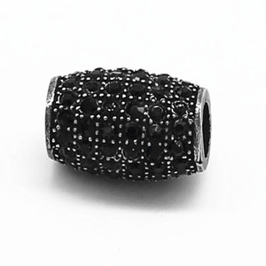 Cuentas cilíndricas de acero inoxidable yunnique con diamantes de imitación negros para hacer pulseras, 8 mm de diámetro, GZY-PJ0213 - Product Image 5