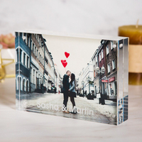 Cadre photo magnétique transparent en acrylique, 20 mm d'épaisseur, double face, personnalisable, pour affichage de photos sur bureau, cadeau personnalisé, décoration