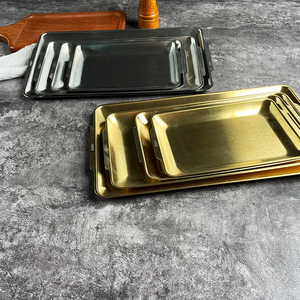 Plateau rectangulaire en <span class=keywords><strong>acier</strong></span> inoxydable 304 de qualité commerciale, design coréen moderne, plateau de service personnalisable pour restaurant et traiteur - Product Image 5
