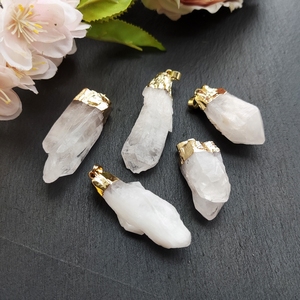 Natural <strong>Quartz</strong> Ice Cluster White Crystal Pendant Druzy <strong>Clear</strong> Raw Rough Stone Point Plated Unisex Jewellery <strong>Necklace</strong> - Product Image 2